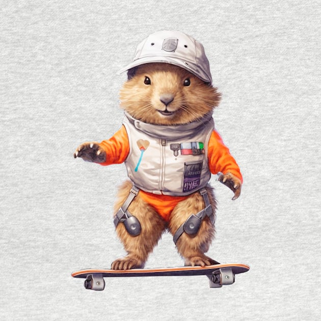 Marmot balancing on a skateboard by enyeniarts